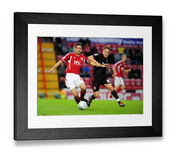 Framed Print : Bristol City vs Swindon Town: Cole Skuse vs Simon Ferry Battle in League Cup Match, August 2011 - Football Framed Print : Bristol City vs Swindon Town: Cole Skuse vs Simon Ferry Battle in League Cup Match, August 2011 - Football