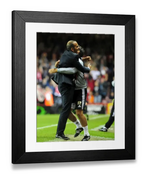 Framed Print : Di Canio's Triumph: Swindon Manager Celebrates League Cup Upset Against Bristol City (24-08-2011)