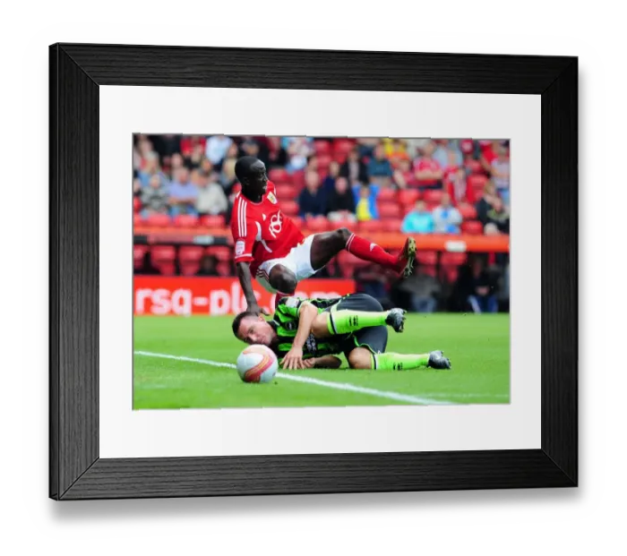 Framed Print : Bristol City's Albert Adomah Fouled by Marcos Painter in Championship Match against Brighton (10-09-2011) Framed Print : Bristol City's Albert Adomah Fouled by Marcos Painter in Championship Match against Brighton (10-09-2011)