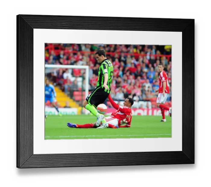 Framed Print : Bristol City's Nicky Maynard vs Brighton's Lewis Dunk: Intense Championship Tackle, September 10, 2011 - Editorial Use Only Framed Print : Bristol City's Nicky Maynard vs Brighton's Lewis Dunk: Intense Championship Tackle, September 10, 2011 - Editorial Use Only