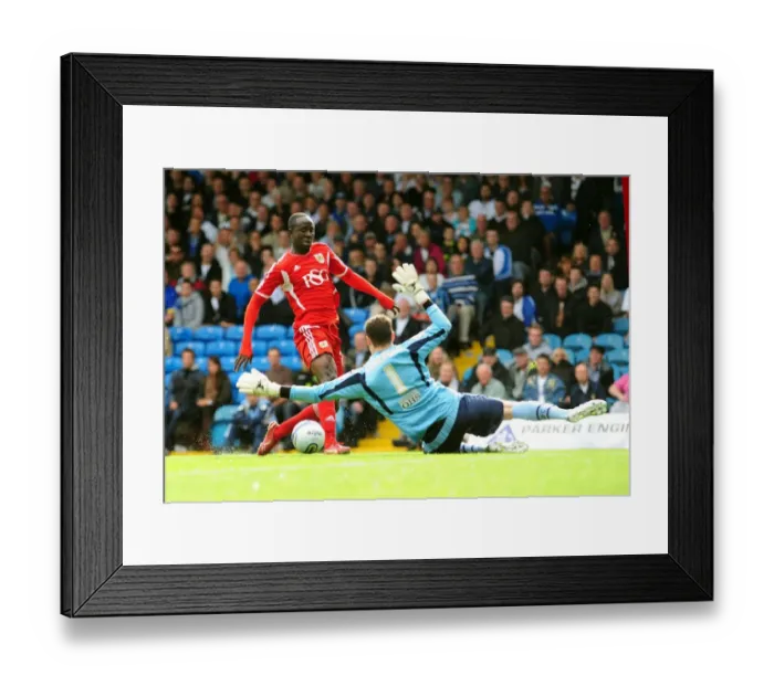 Framed Print : Adomah vs. Lonergan: Thrilling Save at Elland Road - Leeds United vs. Bristol City, League Cup 11