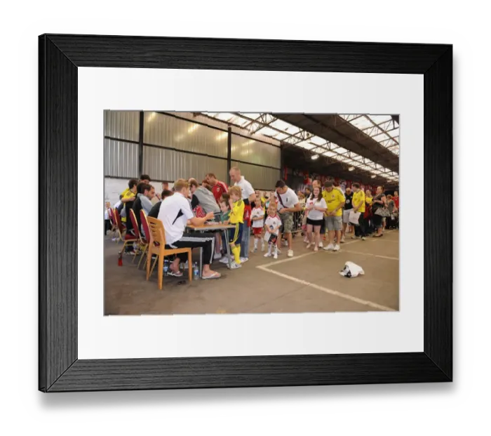 Framed Print : Bristol City Football Club: Championship Open Day at Ashton Gate - Fans Queue for Autographs Framed Print : Bristol City Football Club: Championship Open Day at Ashton Gate - Fans Queue for Autographs