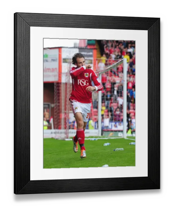 Framed Print : Brett Pitman Scores: Championship Match - September 24, 2011: Bristol City vs. Hull City at Ashton Gate Stadium