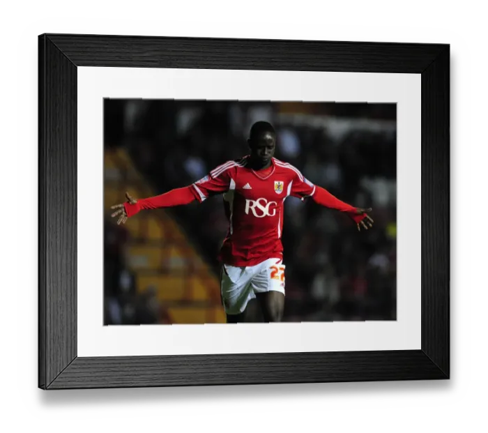 Framed Print : Bristol City's Albert Adomah Celebrates Goal Against Reading in Championship Match, September 2011