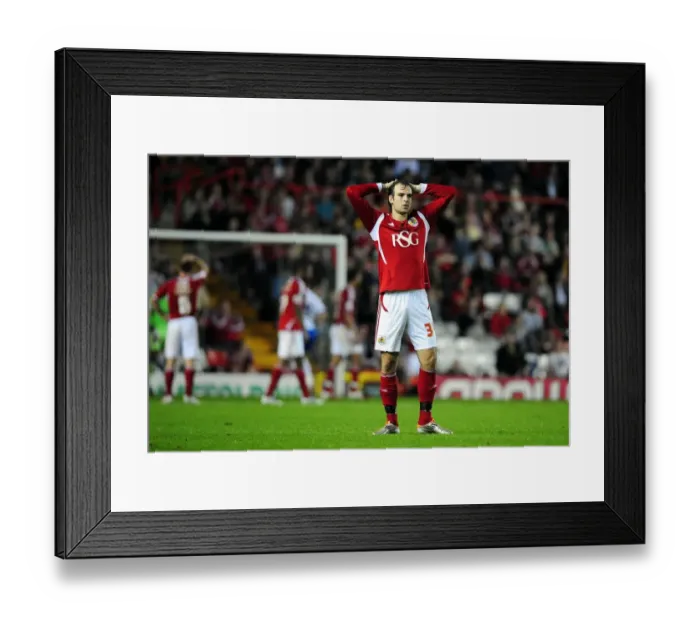 Framed Print : Bristol City's Brett Pitman and Team Mates Disappointed by Late 3-2 Defeat Against Reading (September 27, 2011, Championship) Framed Print : Bristol City's Brett Pitman and Team Mates Disappointed by Late 3-2 Defeat Against Reading (September 27, 2011, Championship)