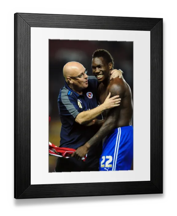 Framed Print : Brian McDermott and Mathieu Manset: Celebrating a Dramatic Last-Minute Goal for Bristol City against Reading in the Championship (September 2011) Framed Print : Brian McDermott and Mathieu Manset: Celebrating a Dramatic Last-Minute Goal for Bristol City against Reading in the Championship (September 2011)