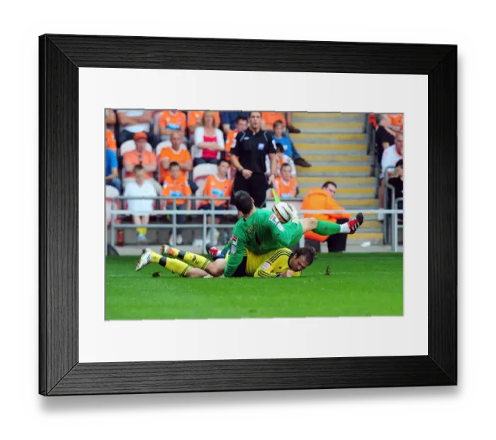 Framed Print : Brett Pitman vs. Matthew Gilks: A Riveting League Cup Showdown - Blackpool vs. Bristol City, 01 / 10 / 2011