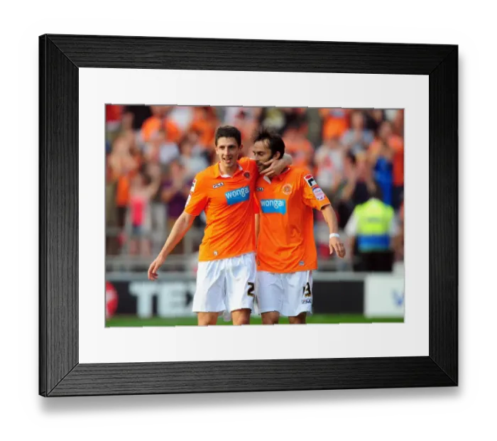 Framed Print : Blackpool's Daniel Bogdanovic and Craig Cathcart Celebrate Goal Against Bristol City - League Cup 2011 Framed Print : Blackpool's Daniel Bogdanovic and Craig Cathcart Celebrate Goal Against Bristol City - League Cup 2011