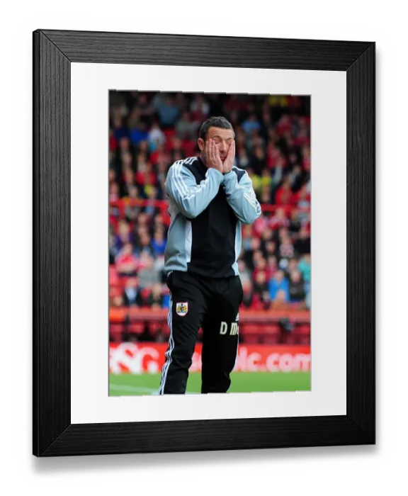 Framed Print : Derek McInnes Leads Bristol City in Championship Clash Against Birmingham City at Ashton Gate Stadium (October 23, 2011)
