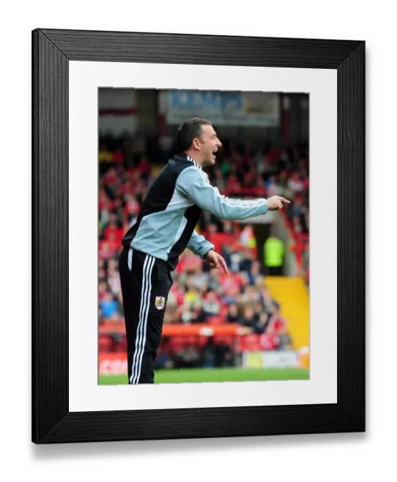 Framed Print : Derek McInnes and Bristol City Face Off Against Birmingham City in Championship Clash at Ashton Gate Stadium (October 23, 2011)