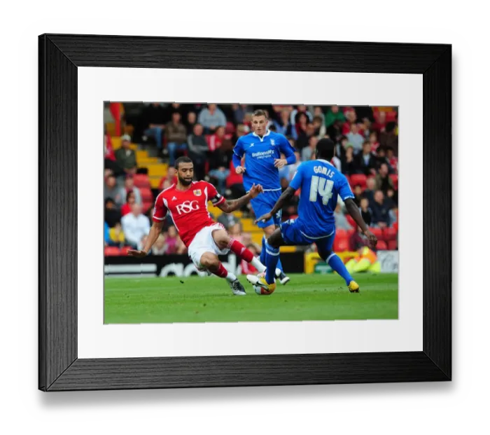 Framed Print : Championship Showdown: Fontaine vs. Gomis - Liam Fontaine Tackles Morgaro Gomis (October 23, 2011): A Pivotal Moment in Bristol City vs. Birmingham City Football Match
