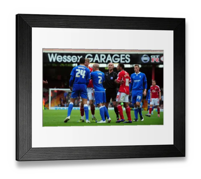 Framed Print : Championship Clash: Disagreement Erupts Between Players of Bristol City and Birmingham City, 23rd October 2011