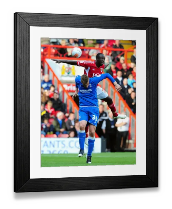 Framed Print : Championship Showdown: Damion Stewart vs. Chris Wood - High Ball Battle at Ashton Gate, 23rd October 2011 (Bristol City vs. Birmingham City) Framed Print : Championship Showdown: Damion Stewart vs. Chris Wood - High Ball Battle at Ashton Gate, 23rd October 2011 (Bristol City vs. Birmingham City)
