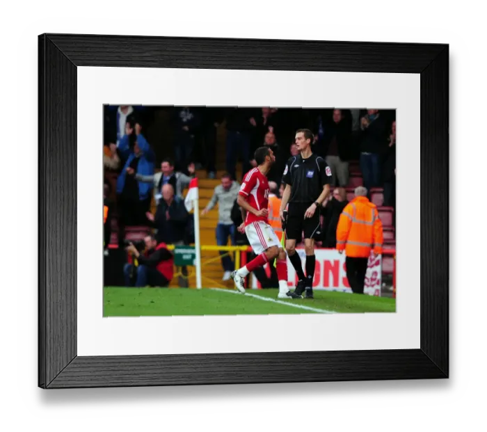 Framed Print : Bristol City's Liam Fontaine Disputes Last-Minute Goal in Championship Match against Birmingham City (23 / 10 / 2011)
