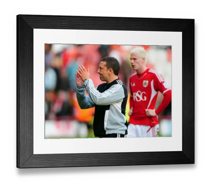 Framed Print : Derek McInnes Leads Bristol City in Championship Game vs. Birmingham City at Ashton Gate Stadium - 23 / 10 / 2011