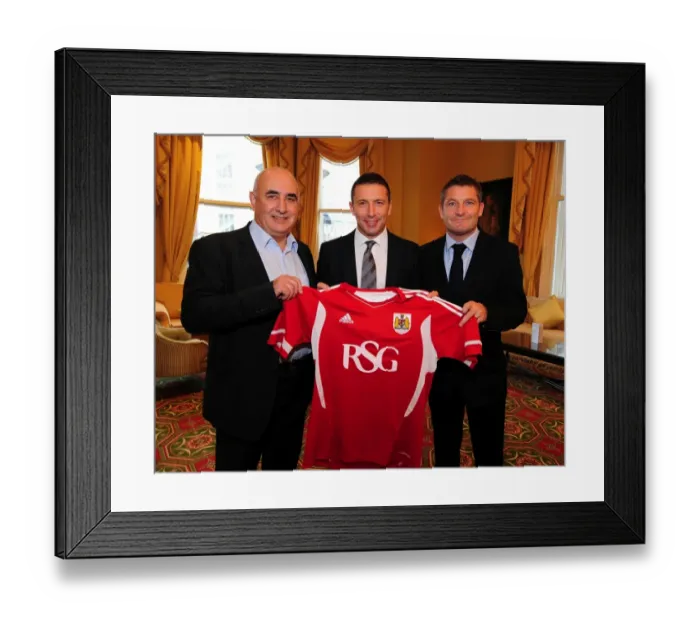 Framed Print : New Management Team Takes Charge: McInnes, Sexstone, and Docherty at Ashton Gate (2011) Framed Print : New Management Team Takes Charge: McInnes, Sexstone, and Docherty at Ashton Gate (2011)