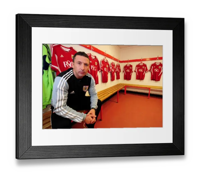 Framed Print : New Manager Derek McInnes at Ashton Gate Stadium: Bristol City's Championship Football Debut (2011)