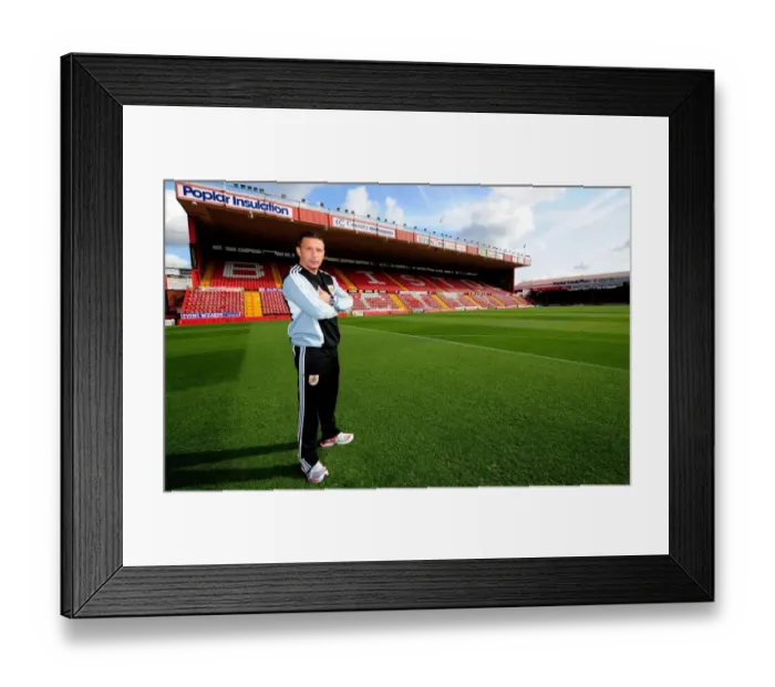 Framed Print : Derek McInnes: Newly Crowned Champion Manager of Bristol City at Ashton Gate Stadium (Championship, 2011) Framed Print : Derek McInnes: Newly Crowned Champion Manager of Bristol City at Ashton Gate Stadium (Championship, 2011)