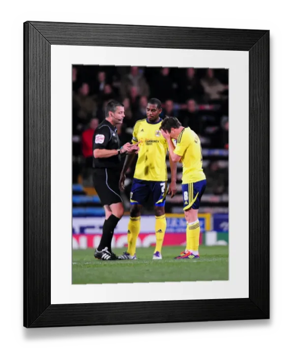 Framed Print : Neil Kilkenny Disciplined by Referee in Crystal Palace vs. Bristol City Championship Match, 15 / 10 / 2011