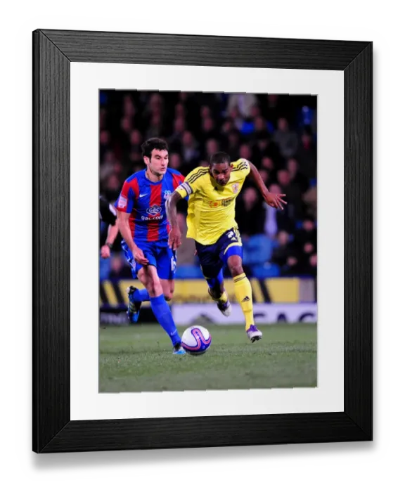 Framed Print : Championship Showdown: Marvin Elliott Charges Past Mile Jedinak in Crystal Palace vs. Bristol City (15 / 10 / 2011)