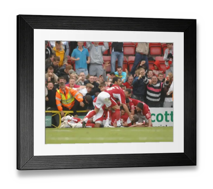 Framed Print : Bristol City Football Team in Euphoric Group Celebration After Win Against Sheffield United