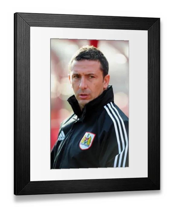 Framed Print : Derek McInnes Leads Bristol City at Oakwell Stadium Against Barnsley in Championship Match - 29 / 10 / 2011