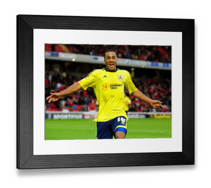 Framed Print : Bristol City's Nicky Maynard Scores Championship-Winning Goal vs. Barnsley at Oakwell Stadium (October 29, 2011) Framed Print : Bristol City's Nicky Maynard Scores Championship-Winning Goal vs. Barnsley at Oakwell Stadium (October 29, 2011)