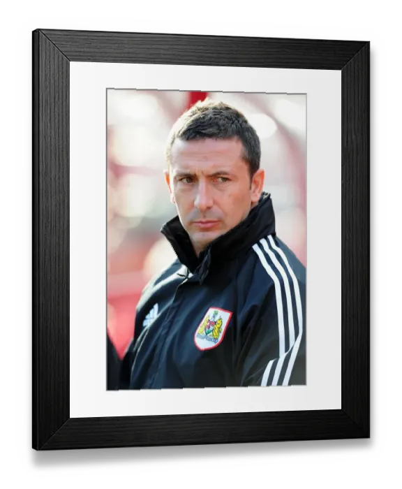 Framed Print : Derek McInnes Leads Bristol City Against Barnsley in Championship Match, October 2011