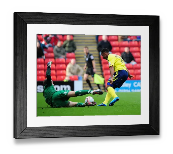 Framed Print : Nicky Maynard's Near Miss: Barnsley vs. Bristol City, Championship 2011