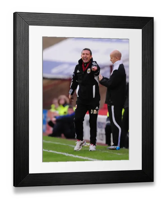 Framed Print : Derek McInnes Rallies Bristol City at Barnsley's Oakwell Stadium, Championship Match, October 2011