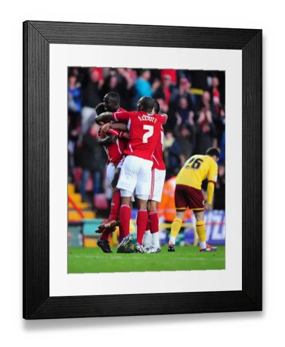 Framed Print : Bristol City's Albert Adomah: Rejoicing in a Championship Goal Against Burnley (5th November 2011) Framed Print : Bristol City's Albert Adomah: Rejoicing in a Championship Goal Against Burnley (5th November 2011)