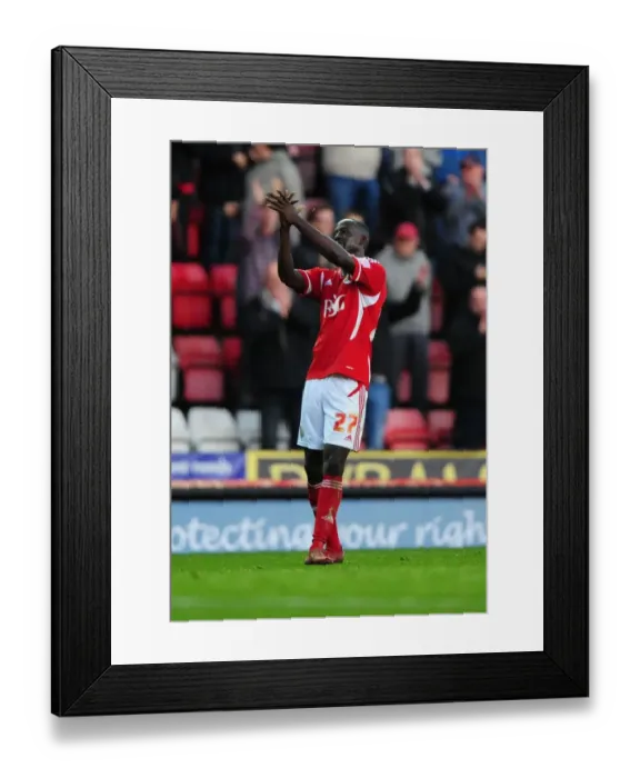 Framed Print : Bristol City's Albert Adomah Celebrates Goal Against Burnley - Championship Match, 05 / 11 / 2011