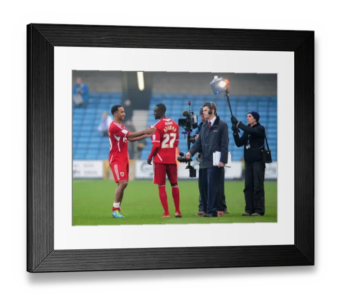 Framed Print : Millwall vs. Bristol City: Nicky Maynard Congratulates Albert Adomah on Man of the Match Award in 2011 Championship Match at Selhurst Park Framed Print : Millwall vs. Bristol City: Nicky Maynard Congratulates Albert Adomah on Man of the Match Award in 2011 Championship Match at Selhurst Park
