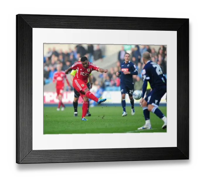 Framed Print : Championship Clash: Millwall vs. Bristol City - 20 / 11 / 2011 - Football Action: Bristol City Player Fires Towards Millwall's Goal