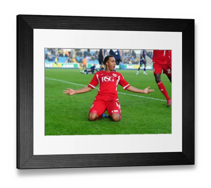 Framed Print : Nicky Maynard's Euphoric Goal Celebration: Millwall vs. Bristol City Championship Match, 2011