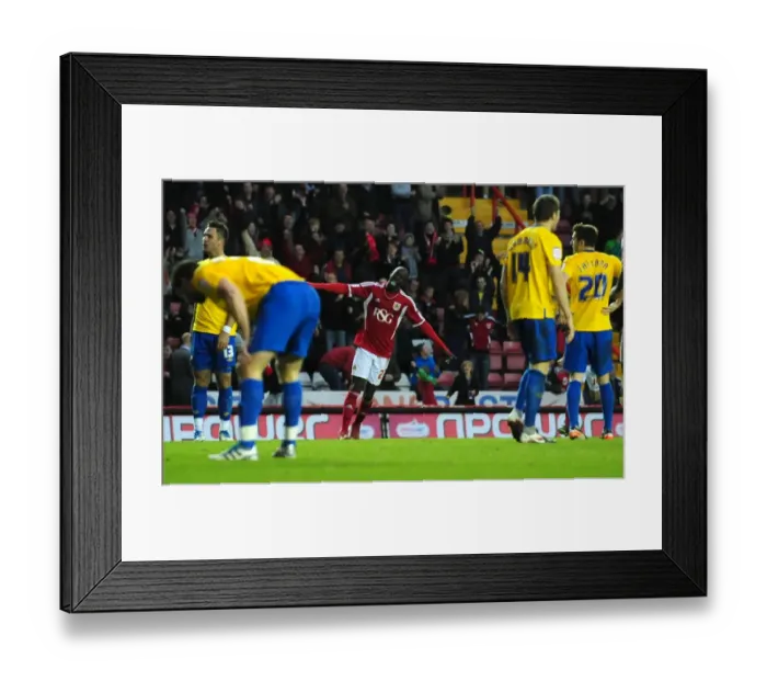 Framed Print : Bristol City's Albert Adomah Celebrates Goal Against Southampton in Championship Match, 2011 Framed Print : Bristol City's Albert Adomah Celebrates Goal Against Southampton in Championship Match, 2011