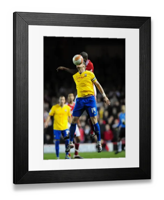 Framed Print : Championship Showdown: Elliott vs Hammond - Marvin Elliott of Bristol City and Dean Hammond of Southampton Battle for Aerial Supremacy, 26 / 11 / 2011 Framed Print : Championship Showdown: Elliott vs Hammond - Marvin Elliott of Bristol City and Dean Hammond of Southampton Battle for Aerial Supremacy, 26 / 11 / 2011