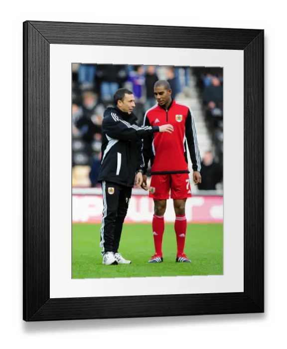 Framed Print : Derek McInnes Consults Marvin Elliott Before Derby County vs. Bristol City Championship Match, 10 / 12 / 2011 Framed Print : Derek McInnes Consults Marvin Elliott Before Derby County vs. Bristol City Championship Match, 10 / 12 / 2011