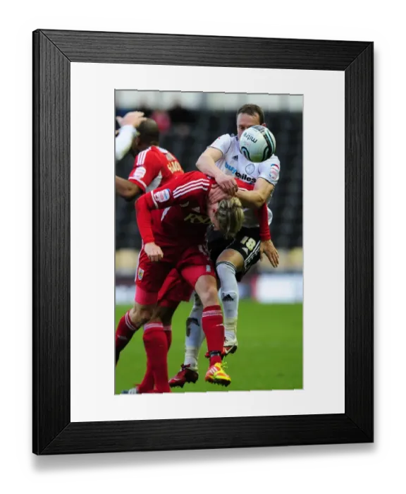 Framed Print : Championship Football: Derby County's Ben Davies Fouls Martyn Woolford of Bristol City - 10th December 2011
