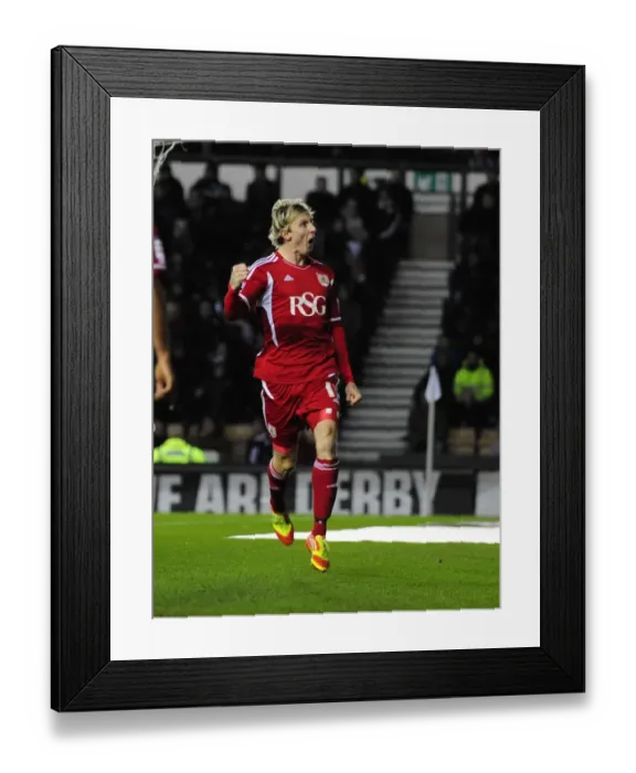 Framed Print : Martyn Woolford Scores: Derby County Championship Match, 10 / 12 / 2011 - Bristol City's Victory Moment