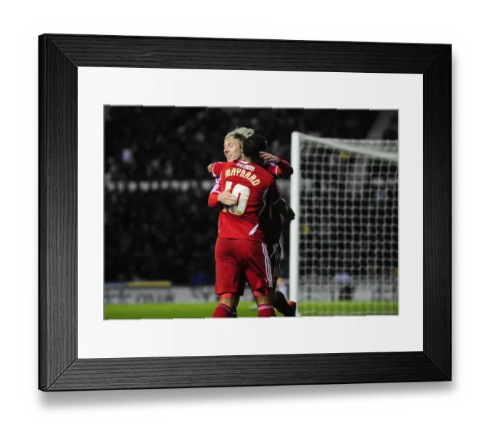 Framed Print : Woolford and Maynard's Goal Celebration: Derby County vs. Bristol City - Championship Football Match - 10 / 12 / 2011
