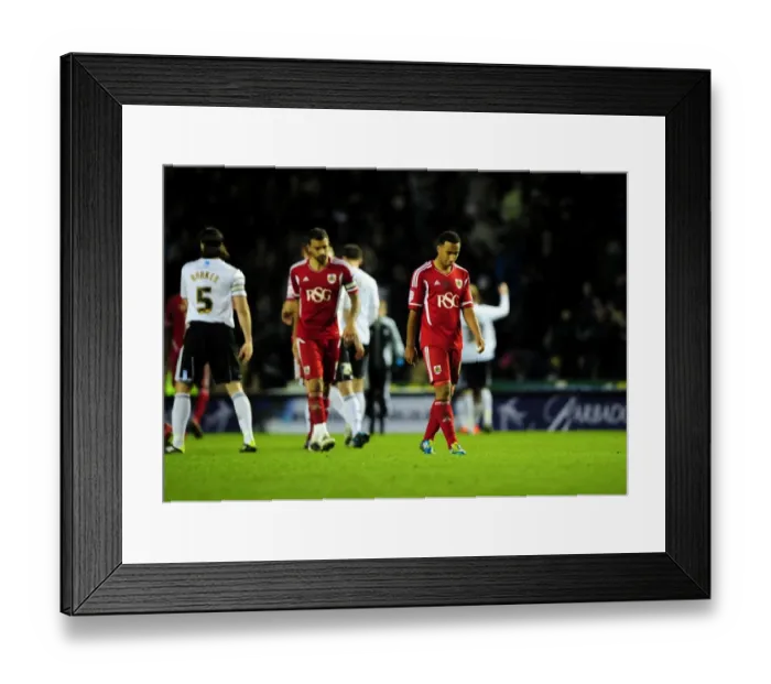 Framed Print : Nicky Maynard's Disappointment: Derby County Outshines Bristol City in Championship Match, 10th December 2011 Framed Print : Nicky Maynard's Disappointment: Derby County Outshines Bristol City in Championship Match, 10th December 2011
