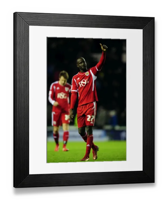 Framed Print : Albert Adomah Thanks Supporters: Derby County vs. Bristol City, Championship Football Match, 10 / 12 / 2011 Framed Print : Albert Adomah Thanks Supporters: Derby County vs. Bristol City, Championship Football Match, 10 / 12 / 2011