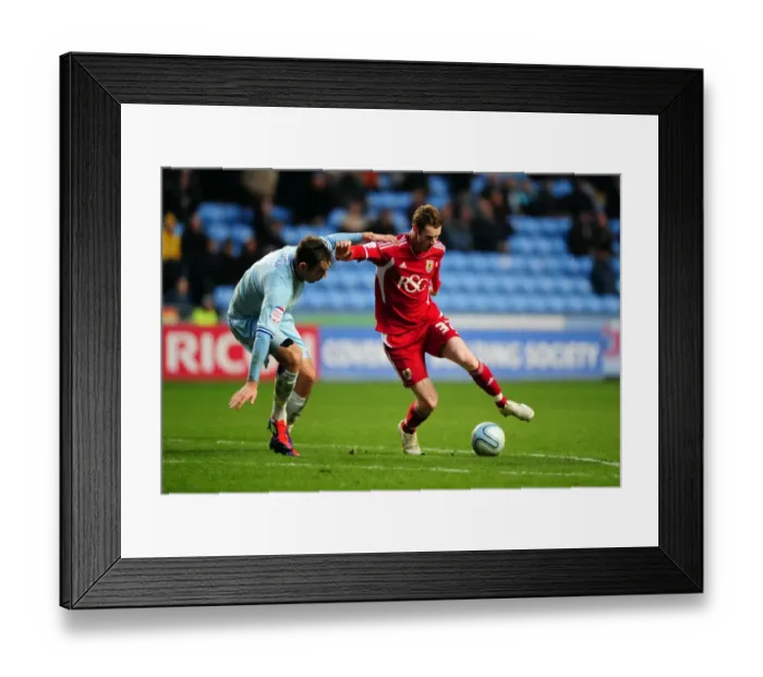 Framed Print : Battling for Supremacy: Pearson vs. Keogh in Coventry City vs. Bristol City Championship Clash (December 2011) Framed Print : Battling for Supremacy: Pearson vs. Keogh in Coventry City vs. Bristol City Championship Clash (December 2011)