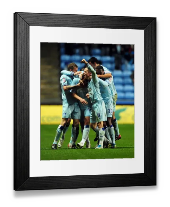 Framed Print : Coventry City's Gary Deegan Celebrates with Team Mates After Goal vs. Bristol City (December 26, 2011) Framed Print : Coventry City's Gary Deegan Celebrates with Team Mates After Goal vs. Bristol City (December 26, 2011)