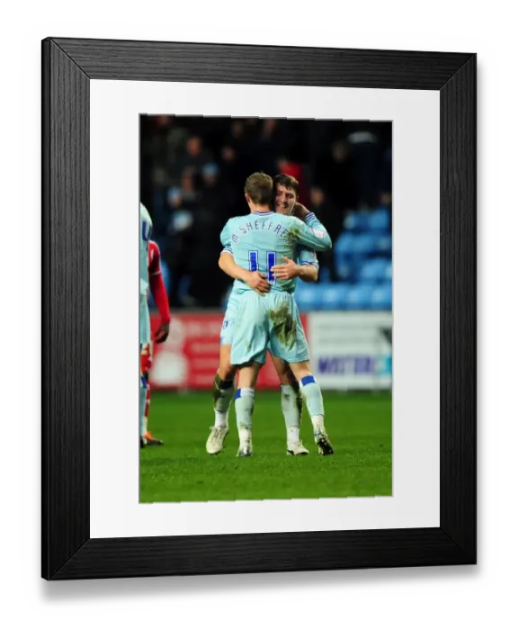 Framed Print : Deegan and McSheffrey Celebrate Coventry's Win Over Bristol City (December 26, 2011) Framed Print : Deegan and McSheffrey Celebrate Coventry's Win Over Bristol City (December 26, 2011)