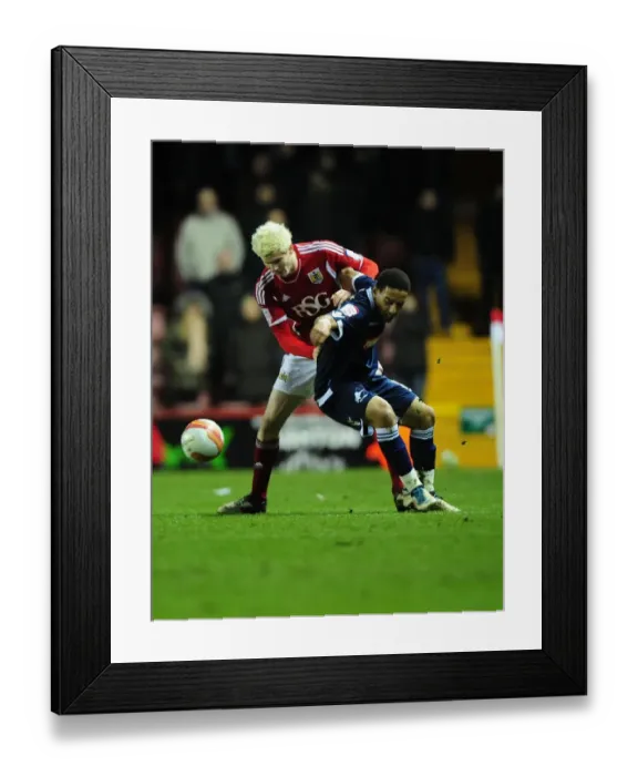 Framed Print : Bristol City vs Millwall: Ryan McGivern vs Liam Trotter Battle in Championship Match, January 2012 - Editorial Use Only Framed Print : Bristol City vs Millwall: Ryan McGivern vs Liam Trotter Battle in Championship Match, January 2012 - Editorial Use Only