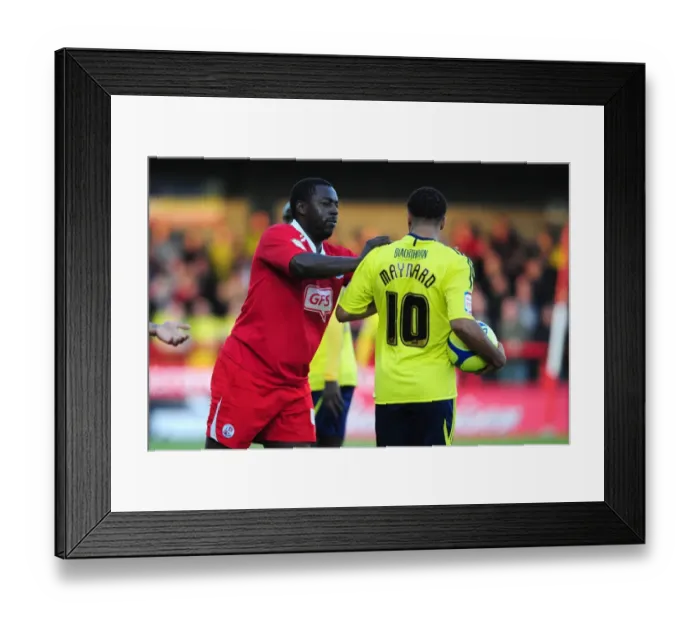 Framed Print : FA Cup: Pablo Mills of Crawley Town Holds Off Nicky Maynard of Bristol City Framed Print : FA Cup: Pablo Mills of Crawley Town Holds Off Nicky Maynard of Bristol City