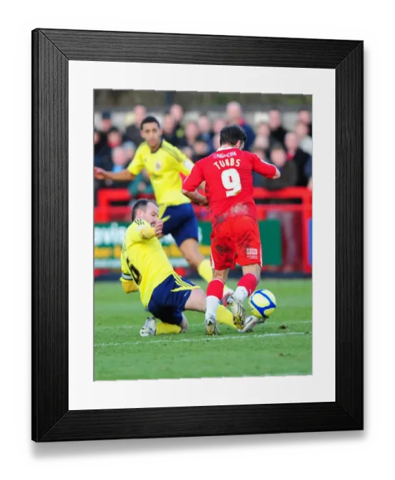 Framed Print : Bristol City's Louis Carey Tackles Matt Tubbs of Crawley Town in FA Cup Clash - 07 / 01 / 2012 Framed Print : Bristol City's Louis Carey Tackles Matt Tubbs of Crawley Town in FA Cup Clash - 07 / 01 / 2012