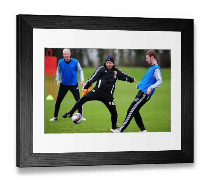 Framed Print : Derek McInnes Leads Bristol City Football Club Training Session at Memorial Stadium, January 2012 Framed Print : Derek McInnes Leads Bristol City Football Club Training Session at Memorial Stadium, January 2012